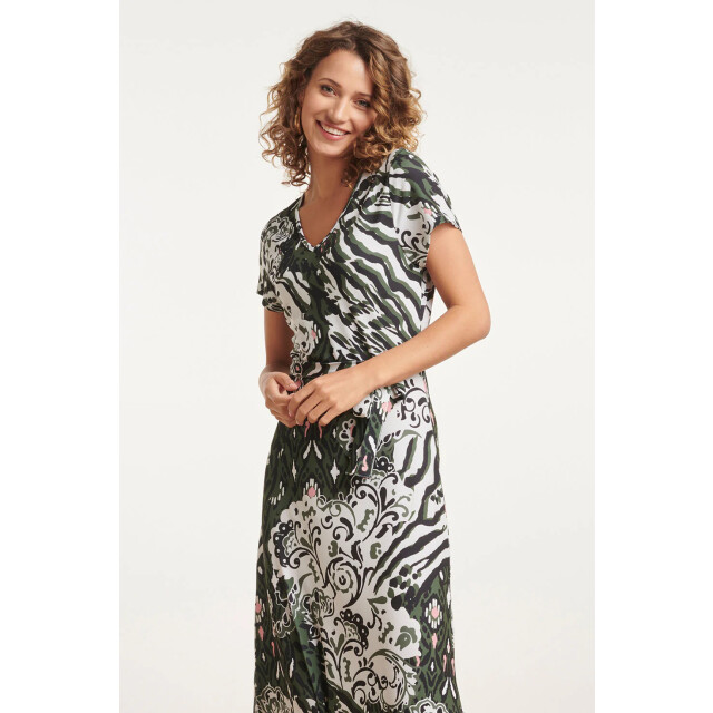Smashed Lemon 24147 stretch zomerjurkarmy green aztec print | 24147-010-998 large