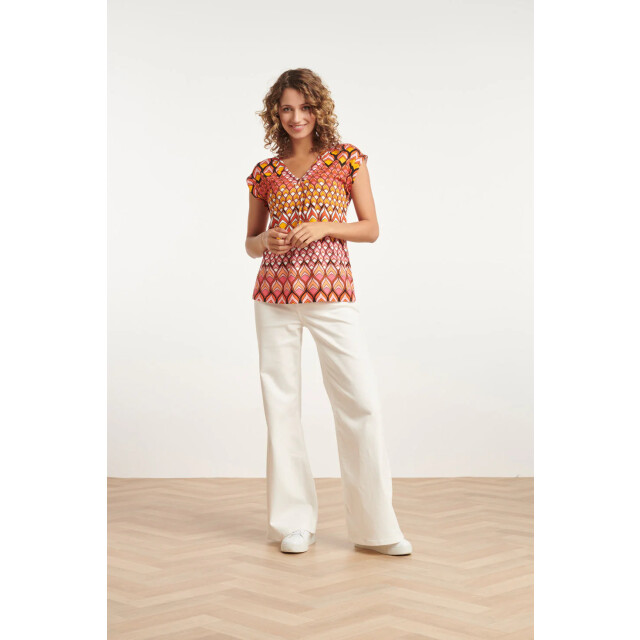 Smashed Lemon 24154 zomer top met retro grafische print | 24154-998-XS large