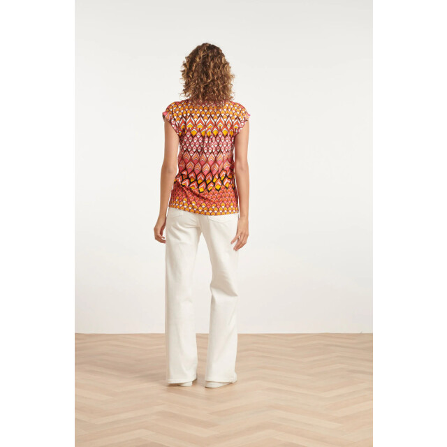 Smashed Lemon 24154 zomer top met retro grafische print | 24154-998-XS large