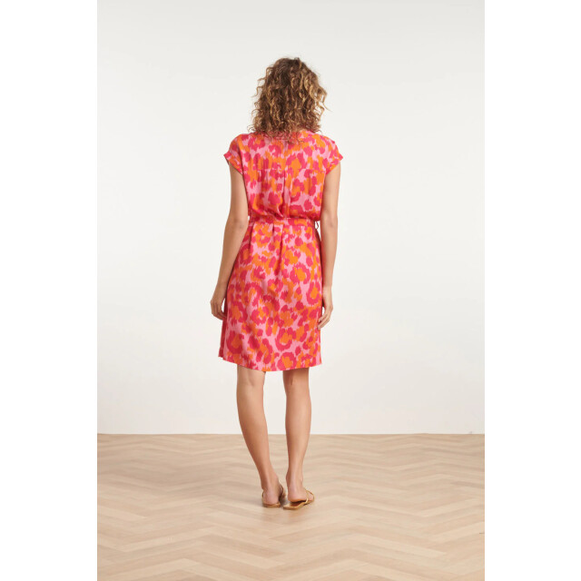Smashed Lemon 24161 klassieke jurk met gedurfd cheetah patroonfuchsia | 24161-420-998 large