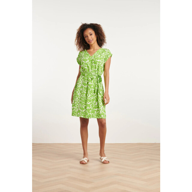 Smashed Lemon 24135 helder jurk met bladerprint | 24135-010-530 large