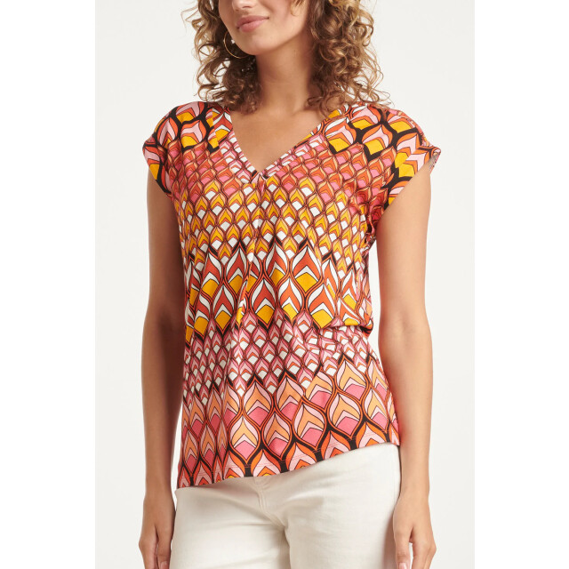 Smashed Lemon 24154 zomer top met retro grafische print | 24154-998-XS large