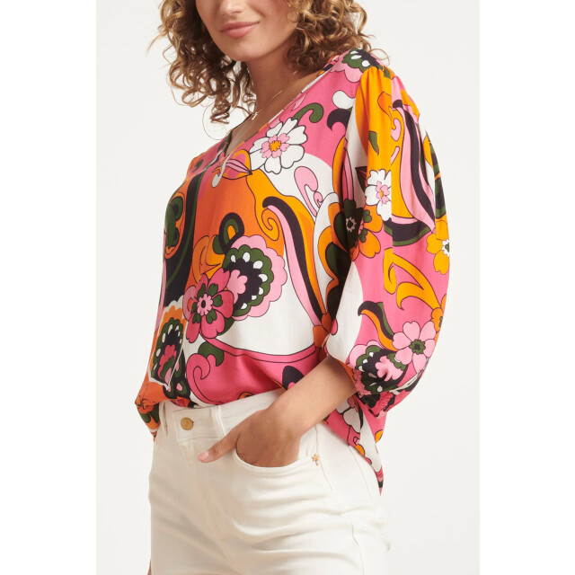 Smashed Lemon 24156 top met bloemenprinthelder | 24156-998-XS large