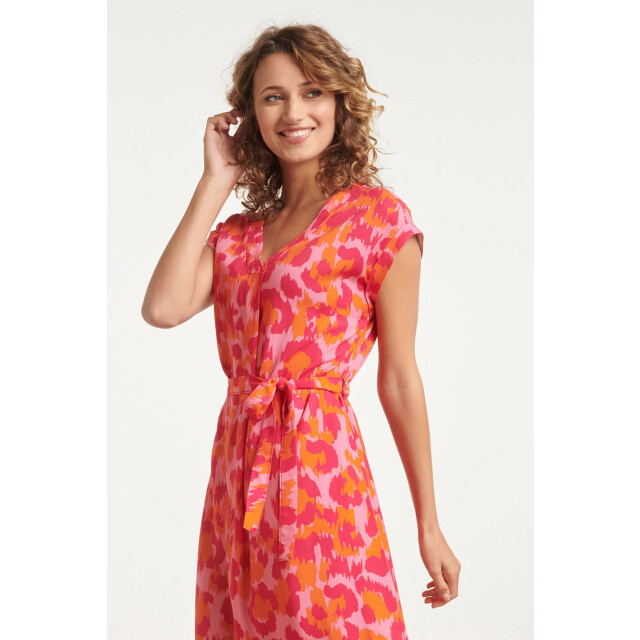 Smashed Lemon 24161 klassieke jurk met gedurfd cheetah patroonfuchsia | 24161-420-998 large