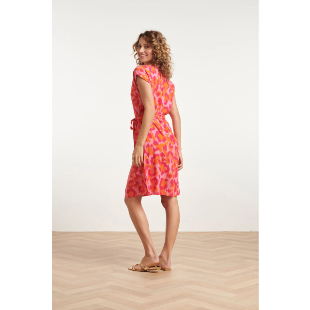 Smashed Lemon 24161 klassieke jurk met gedurfd cheetah patroonfuchsia | 24161-420-998 large