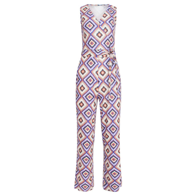 Smashed Lemon 23337 paars zachte stretch aztec print zomer jumpsuit | 23337-380-998 large