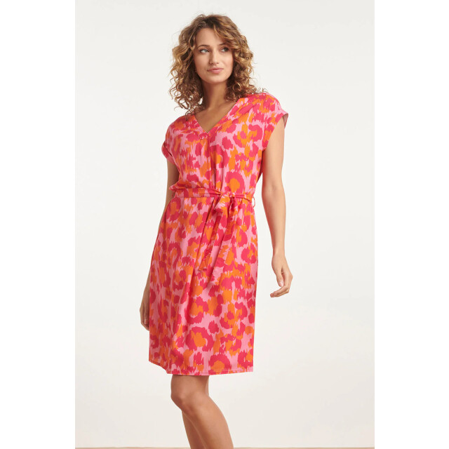 Smashed Lemon 24161 klassieke jurk met gedurfd cheetah patroonfuchsia | 24161-420-998 large