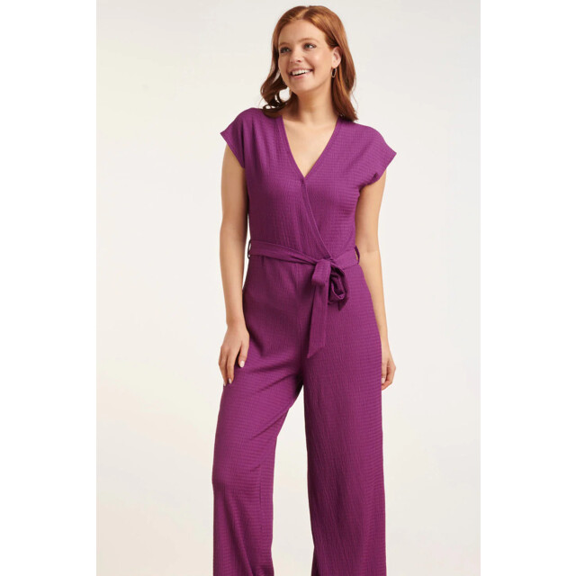 Smashed Lemon 24083 paars lange aansluitende jumpsuit | 24083-380-XL large