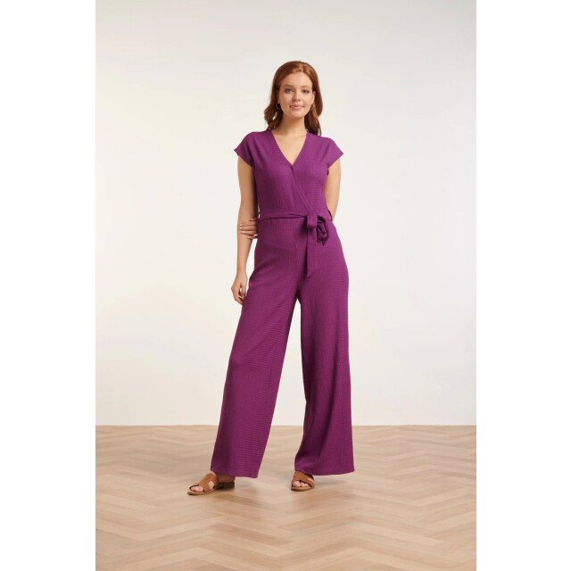 Smashed Lemon 24083 paars lange aansluitende jumpsuit | 24083-380-XL large