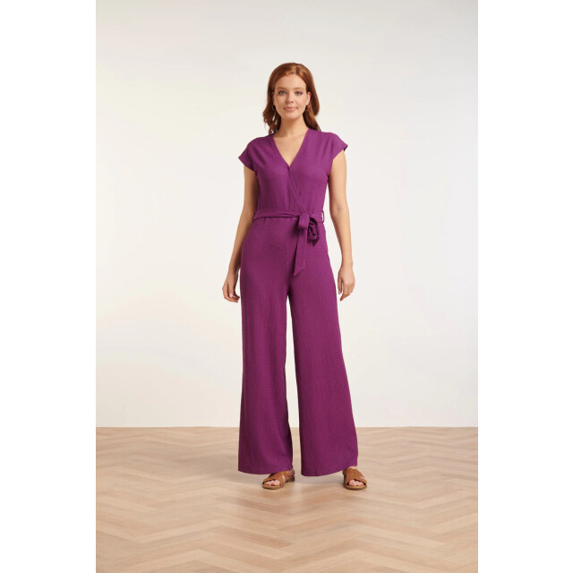 Smashed Lemon 24083 paars lange aansluitende jumpsuit | 24083-380-XL large