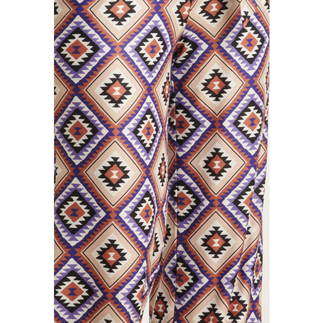 Smashed Lemon 23337 paars zachte stretch aztec print zomer jumpsuit | 23337-380-998 large