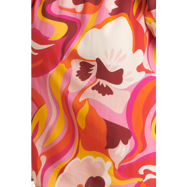 Smashed Lemon 24000 floral retro print v-neck jurk met riem | 24000-420-998 large