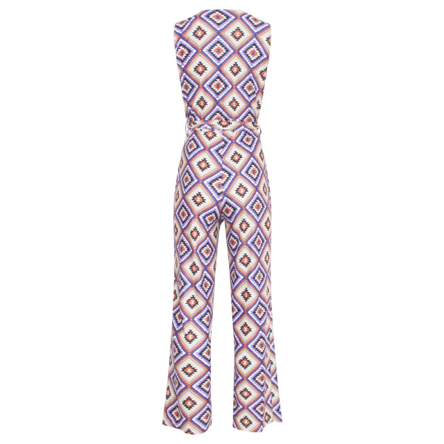 Smashed Lemon 23337 paars zachte stretch aztec print zomer jumpsuit | 23337-380-998 large