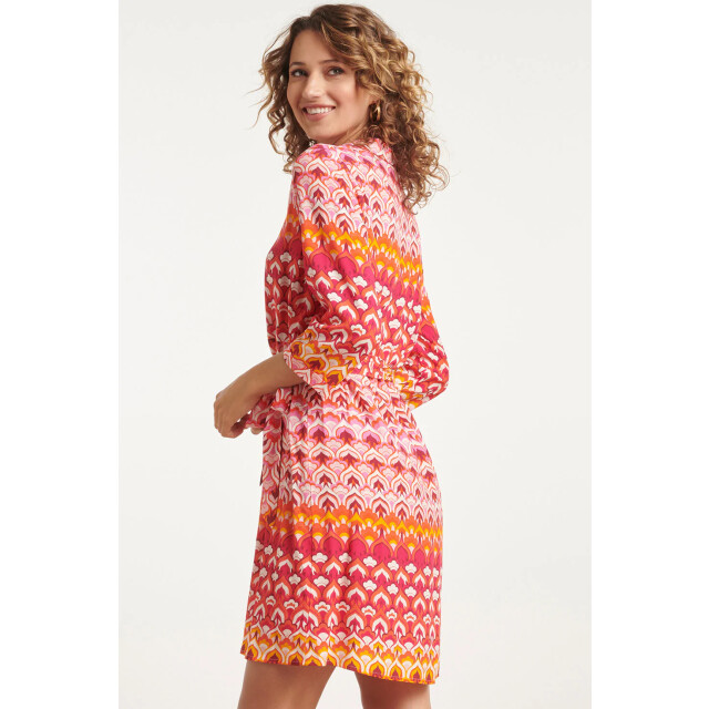 Smashed Lemon 24002 retro print shirtjurk met riemframbozentonen | 24002-420-998 large