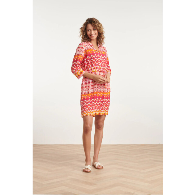 Smashed Lemon 24002 retro print shirtjurk met riemframbozentonen | 24002-420-998 large