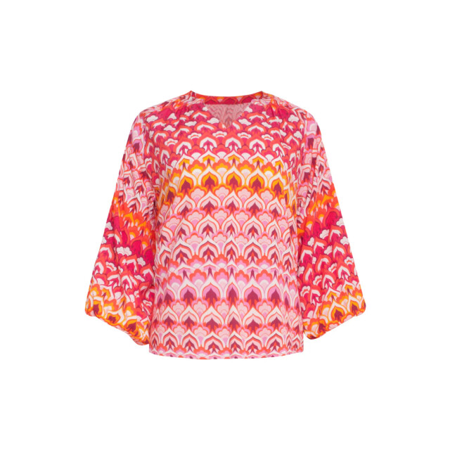 Smashed Lemon 24004 retro print v-hals top met ballonmouw | 8720331231127 large