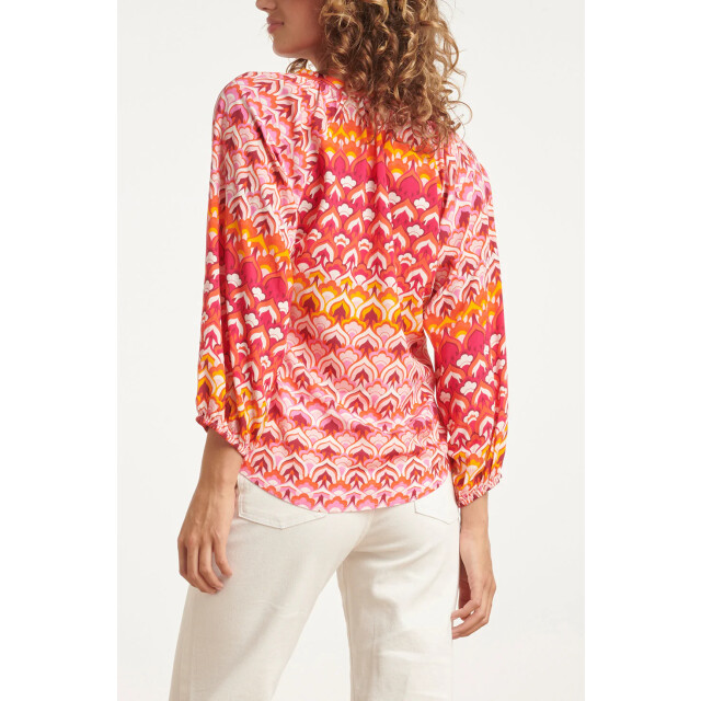 Smashed Lemon 24004 retro print v-hals top met ballonmouw | 8720331231127 large