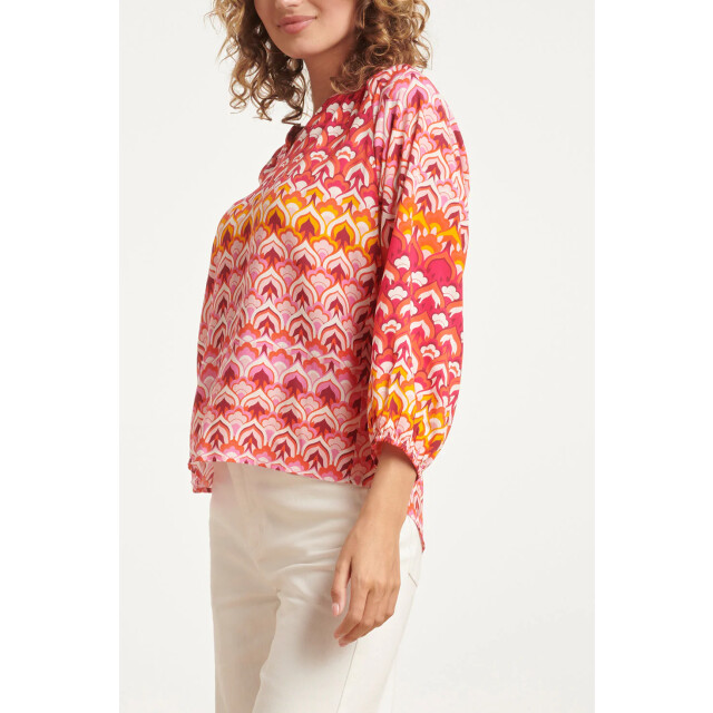 Smashed Lemon 24004 retro print v-hals top met ballonmouw | 8720331231127 large