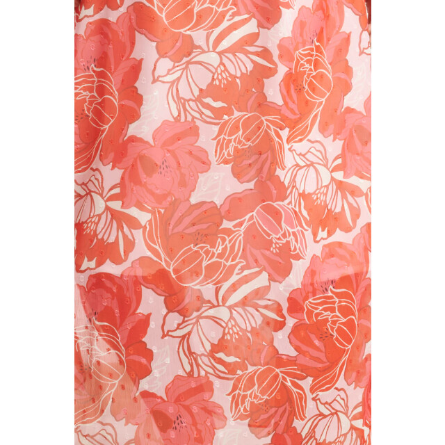 Smashed Lemon 24008 bloemenpracht chiffon jurk met ruchesceintuur | 24008-420-450 large