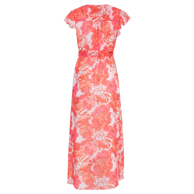 Smashed Lemon 24008 bloemenpracht chiffon jurk met ruchesceintuur | 24008-420-450 large