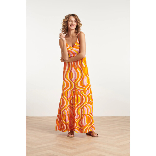 Smashed Lemon 24011 zomerse spaghetti jurk met retro print | 24011-250-998 large