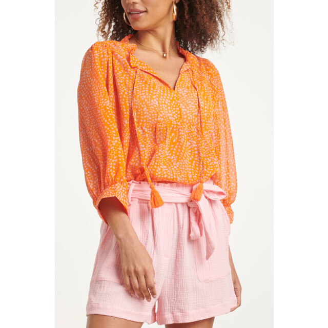 Smashed Lemon 24017 polka dot chiffon top | 24017-250-420 large