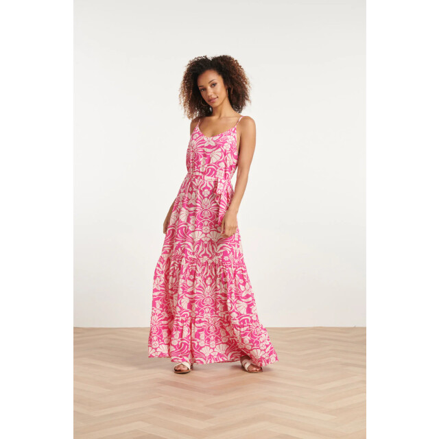 Smashed Lemon 24022 zomerse spaghettibandjes jurk met bloemenprint | 24022-445-000 large
