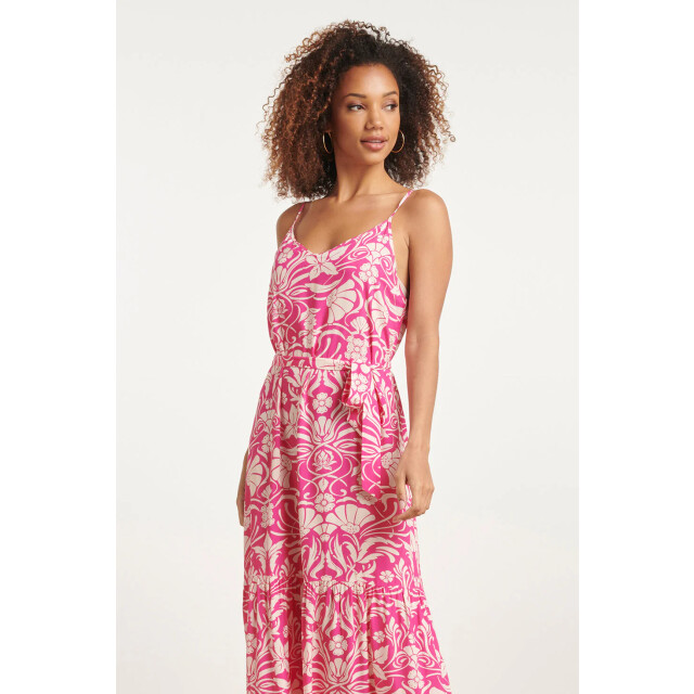Smashed Lemon 24022 zomerse spaghettibandjes jurk met bloemenprint | 24022-445-000 large