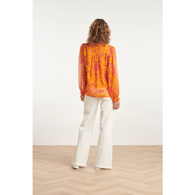 Smashed Lemon 24025 v-hals chiffon top met ballonmouwen | 24025-250-445 large