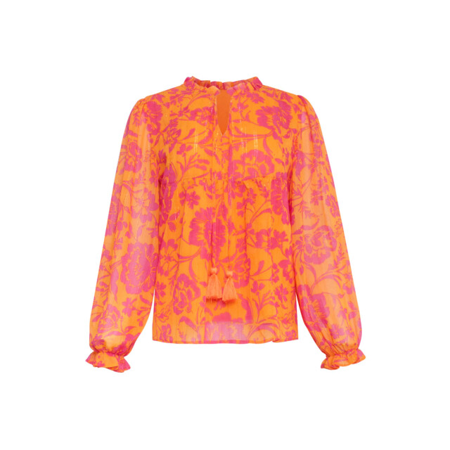 Smashed Lemon 24025 v-hals chiffon top met ballonmouwen | 24025-250-445 large