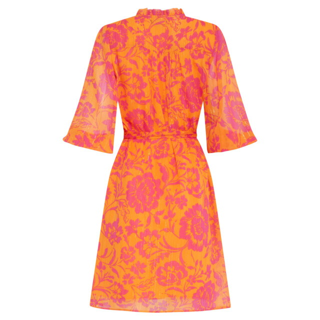 Smashed Lemon 24024 v-hals chiffon jurk met ballonmouwen | 24024-250-445 large