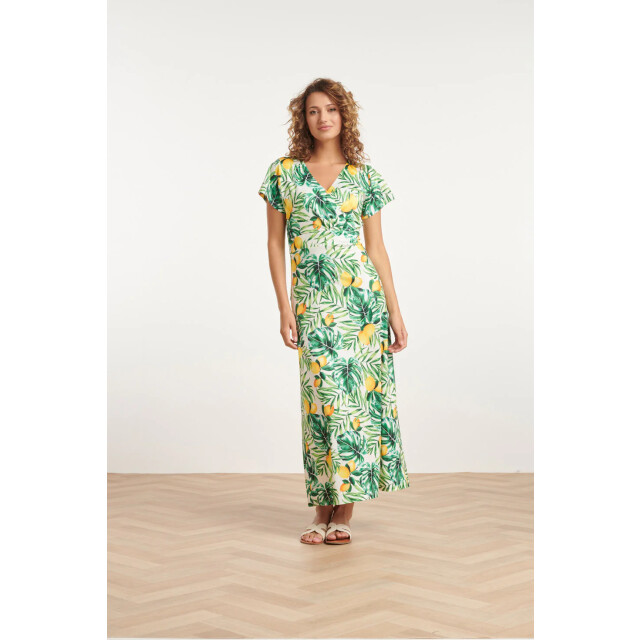 Smashed Lemon 24057 citroen bedrukte maxi jurk | 24057-000-998 large