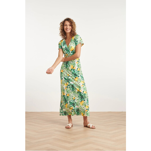 Smashed Lemon 24057 citroen bedrukte maxi jurk | 24057-000-998 large