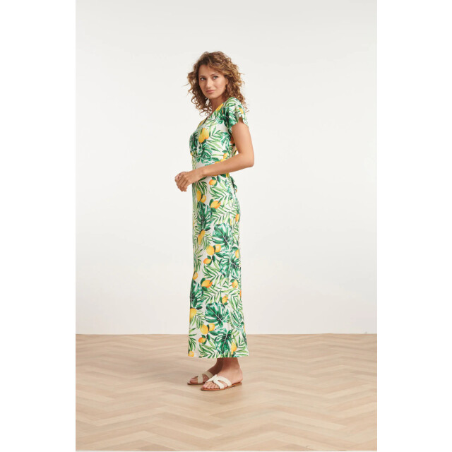 Smashed Lemon 24057 citroen bedrukte maxi jurk | 24057-000-998 large