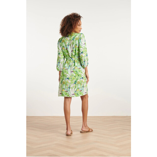 Smashed Lemon 24058 bird print jurk met v-hals | 24058-000-500 large