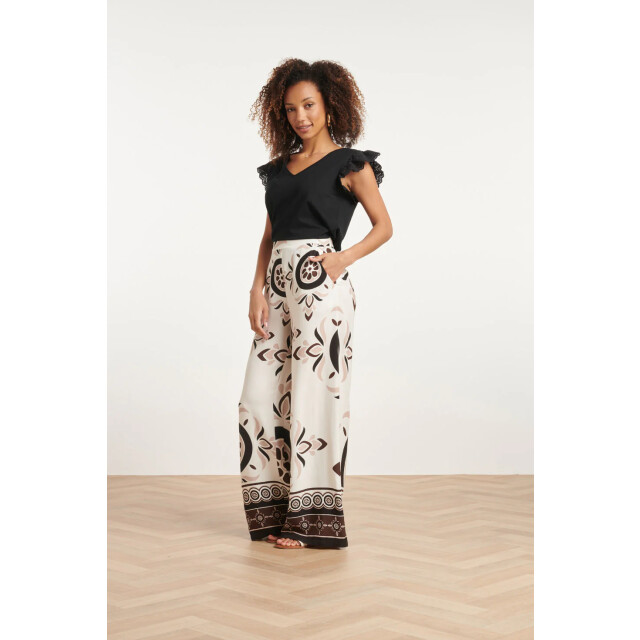 Smashed Lemon 24056 lang flowy broek met ornamentprint | 24056-000-720 large