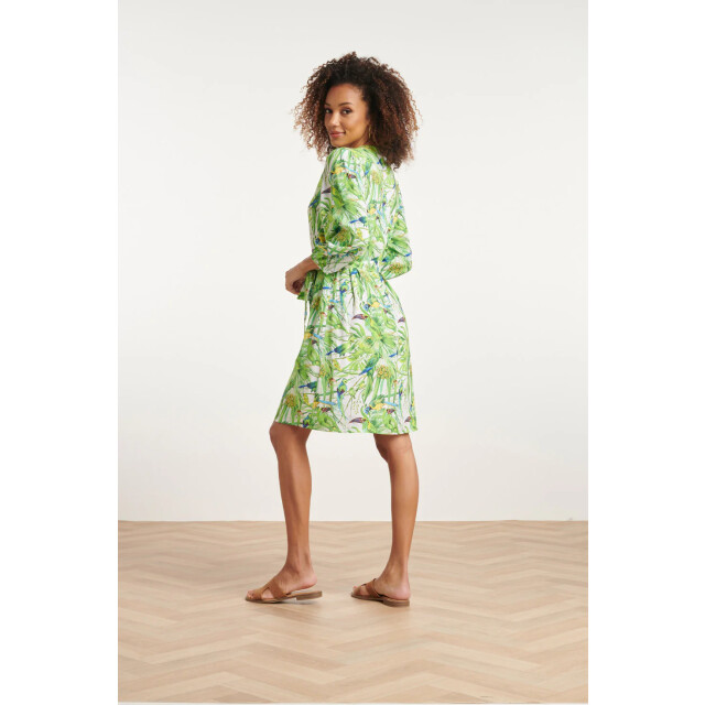 Smashed Lemon 24058 bird print jurk met v-hals | 24058-000-500 large