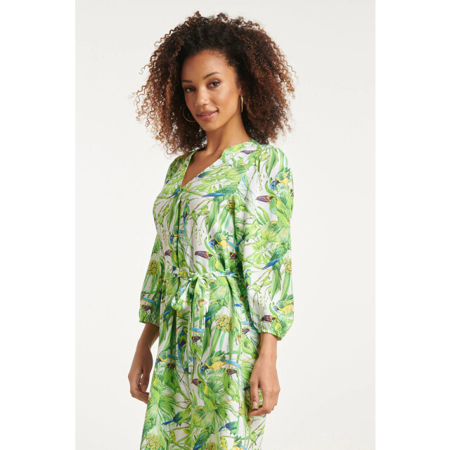 Smashed Lemon 24058 bird print jurk met v-hals | 24058-000-500 large