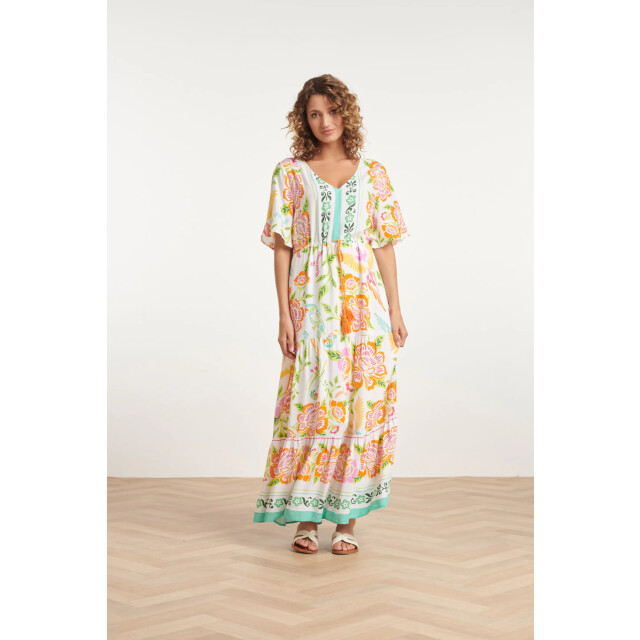Smashed Lemon 24061 zomer maxi jurk met bloemenprint | 24061-000-998 large