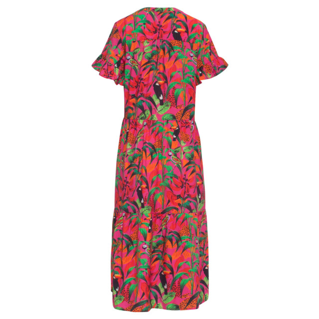 Smashed Lemon 24059 fuchsia midi jurk met jungle print | 24059-445-998 large