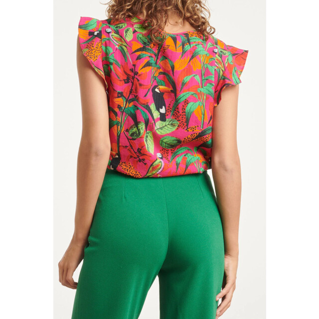 Smashed Lemon 24060 fuchsia zomer top met jungle print | 24060-445-998 large