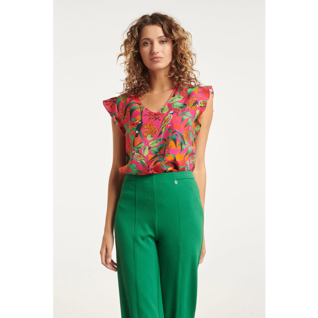 Smashed Lemon 24060 fuchsia zomer top met jungle print | 24060-445-998 large