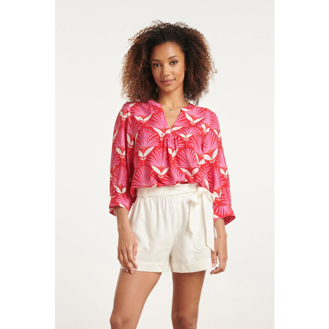 Smashed Lemon 24068 retro bloemenprint top met 3/4 mouwen | 24068-450-420 large