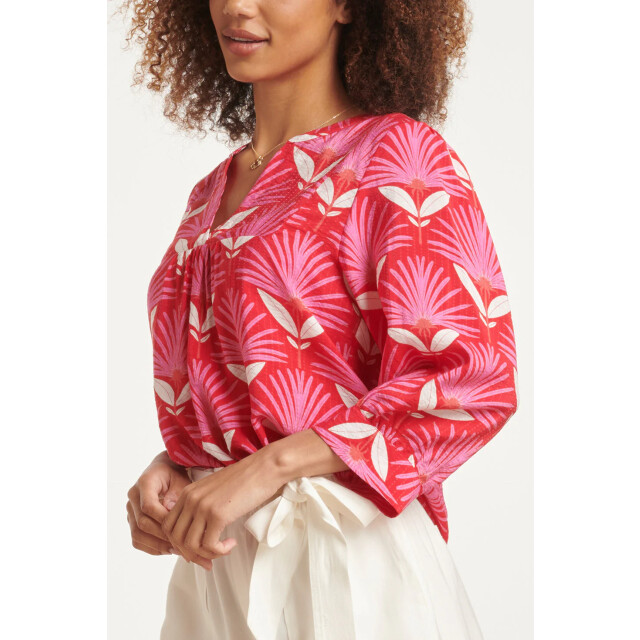 Smashed Lemon 24068 retro bloemenprint top met 3/4 mouwen | 24068-450-420 large