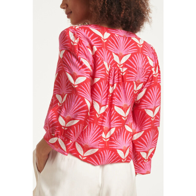 Smashed Lemon 24068 retro bloemenprint top met 3/4 mouwen | 24068-450-420 large