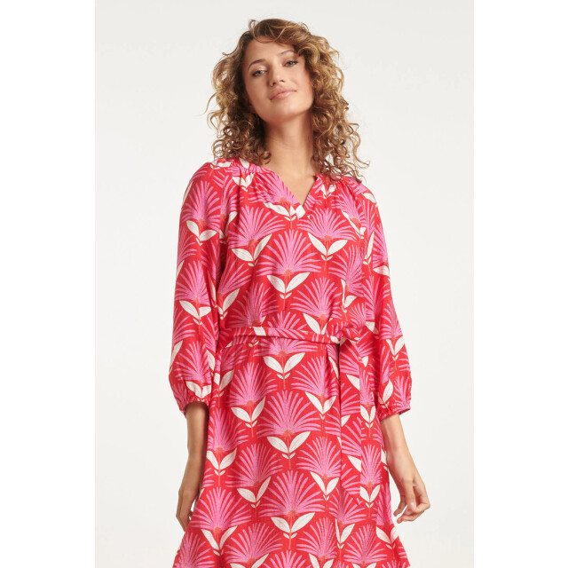 Smashed Lemon 24067 retro bloemenprint jurk met knielengte | 24067-450-420 large
