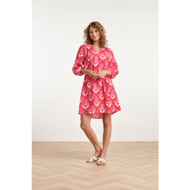 Smashed Lemon 24067 retro bloemenprint jurk met knielengte | 24067-450-420 large