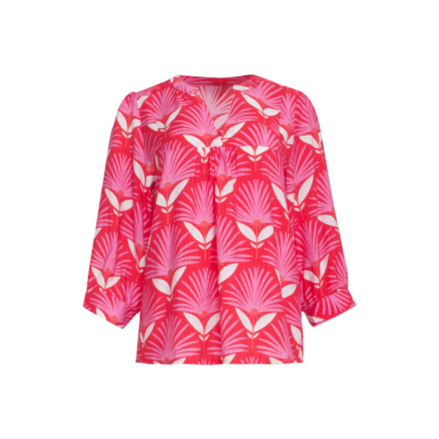 Smashed Lemon 24068 retro bloemenprint top met 3/4 mouwen | 24068-450-420 large