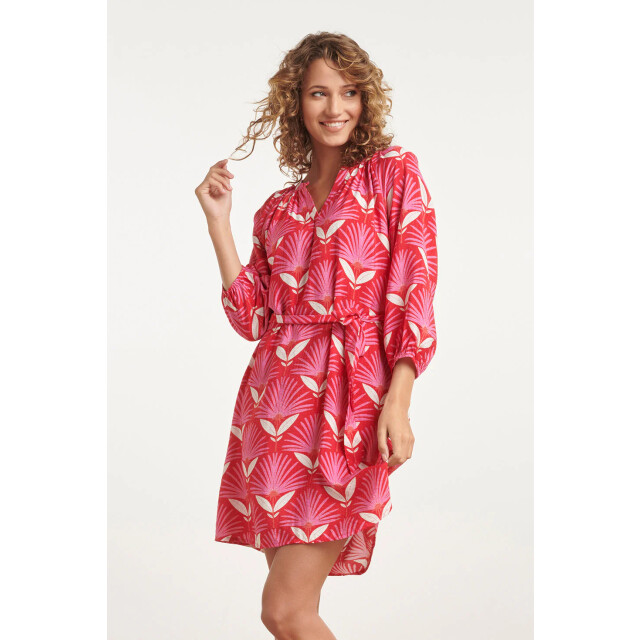 Smashed Lemon 24067 retro bloemenprint jurk met knielengte | 24067-450-420 large