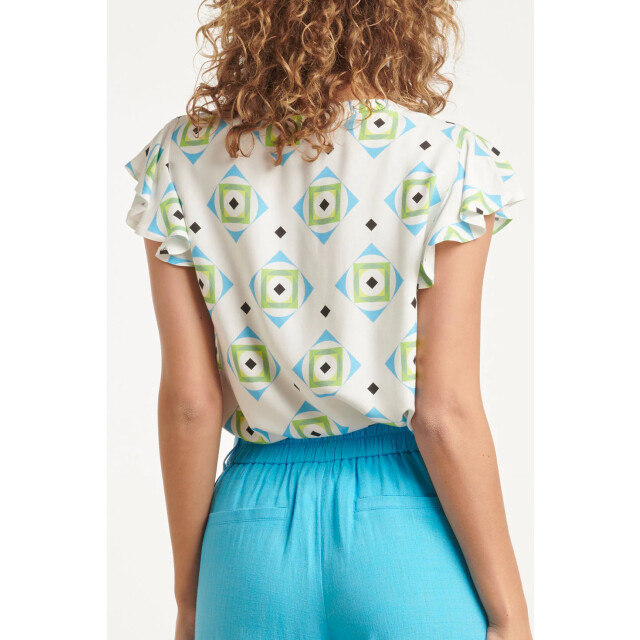 Smashed Lemon 24071 zomerse top met v-halsspeelse frill mouwen | 24071-000-998 large